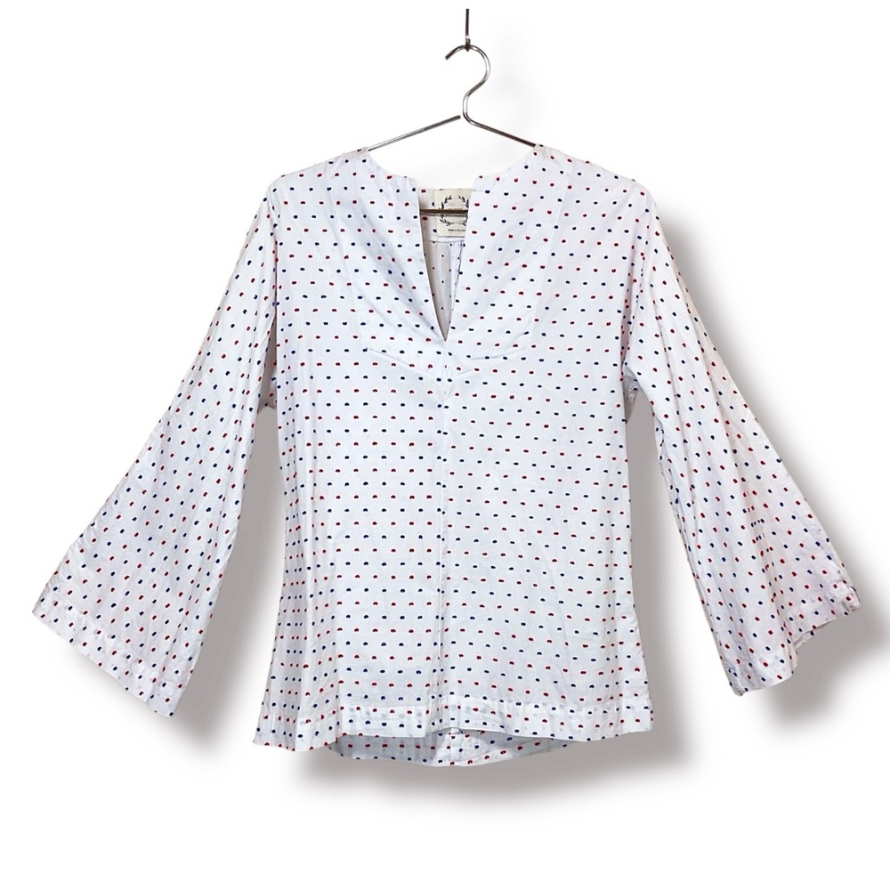 Olivia Joffrey Portola Swiss Dot Cotton Split Neck Tunic